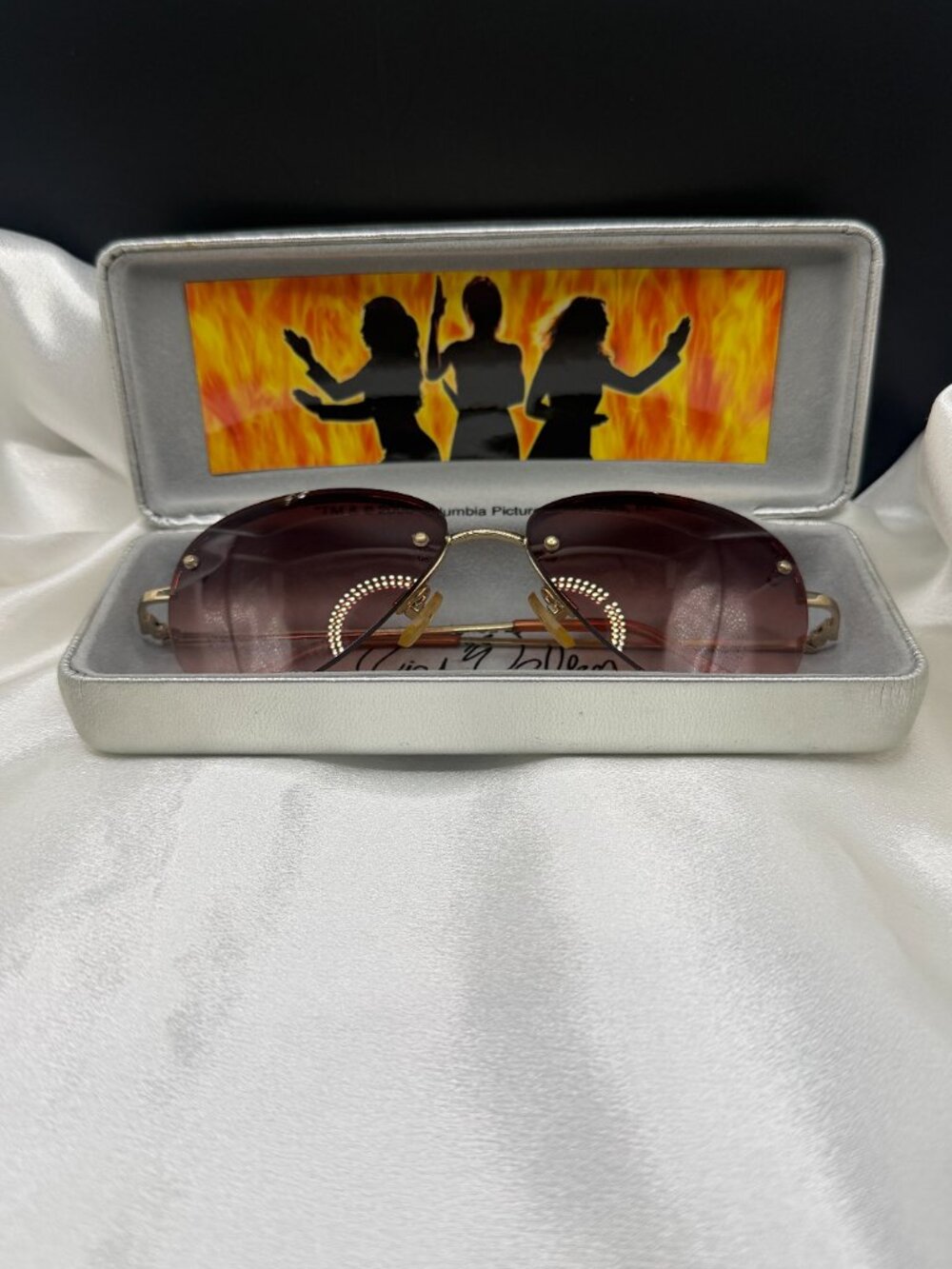 RARE Vintage Charlie's Angels 2000 Aviator Sunglasses w\Case Red Smoke Lenses